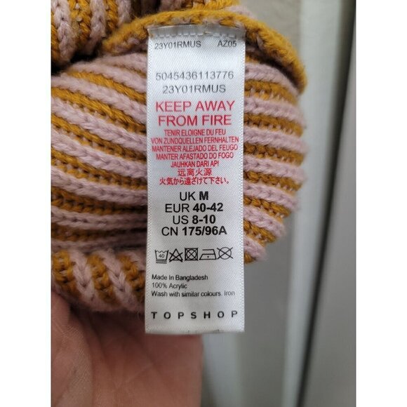 Topshop Mustard Yellow Ribbed Knit Poncho Sweater With Turtleneck Collar - Picture 10 of 11